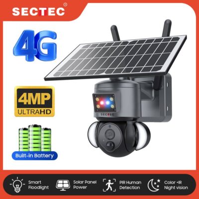 ST‑528‑4M‑4G SOLAR BATTERY POWERED FLOODLIGHT PTZ CAMERA – 4G 4MP